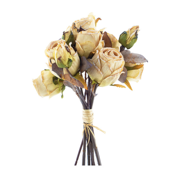 Kunstpflanze Rosen, Rosenstrauß, creme, 12St/Bund, 28cm, Nova Nature