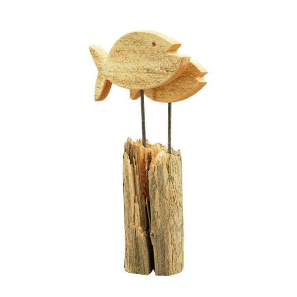 Dekoobjekt Fische auf Holz, 19x29cm, Naturholz