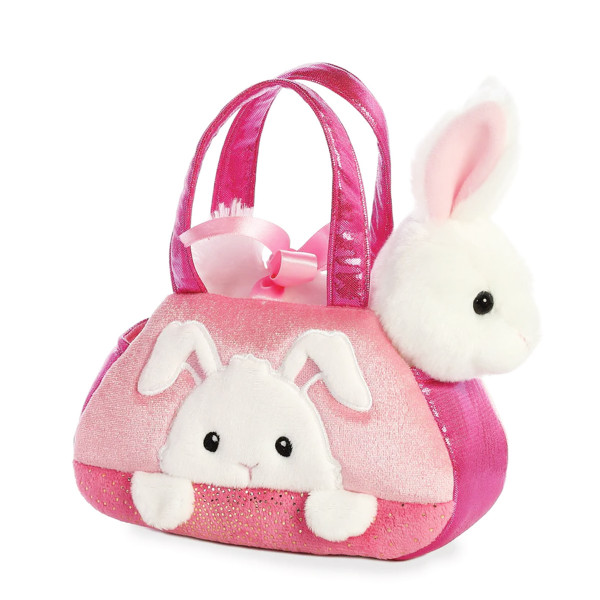 Plüsch Tasche mit Hase, weiß-pink, Fancy Pals, 20cm, Aurora World