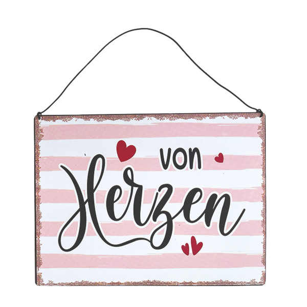 Metall Schild mit Spruch: von Herzen, 20x15cm, Gerrys Garden