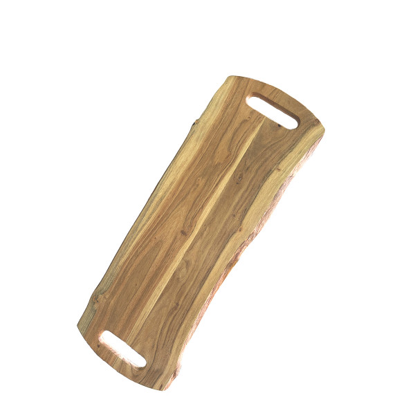 Holzbrett Akazie, Serviertablett mit 2 Eingriffe, 60x22cm