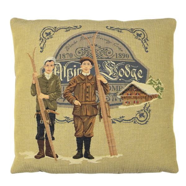 Gobelin Kissen Skifahrer Nostalgie, Alpine Lodge, 45x45cm, Mars &amp; More