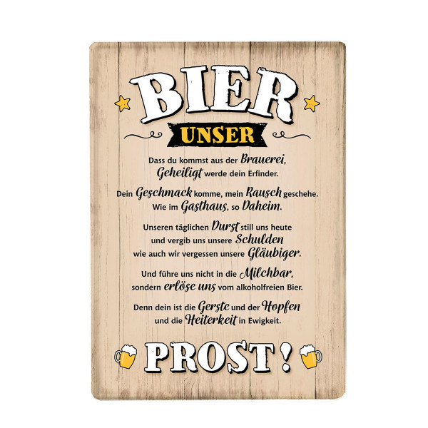 Deko Wandschild Bier, Metallschild Bier unser...Prost, 42x30cm, Gilde