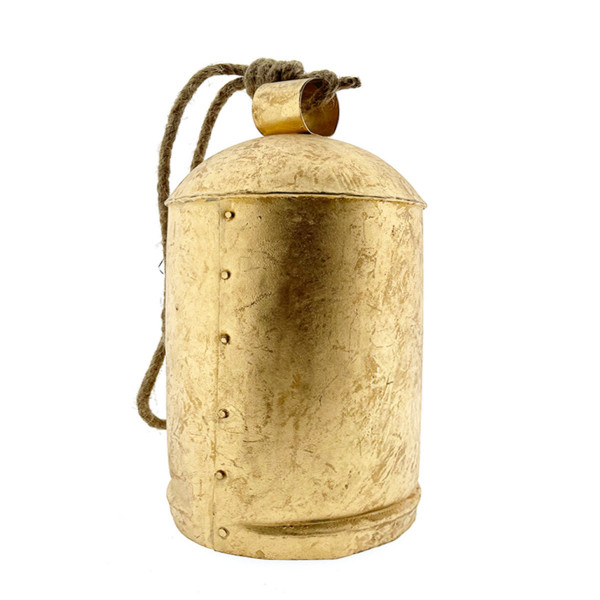 Deko Kuhglocke Schwaigen Rustikal gold, Glocke mit Klang im Shabby Chic Look, gold-schwarz, 30cm