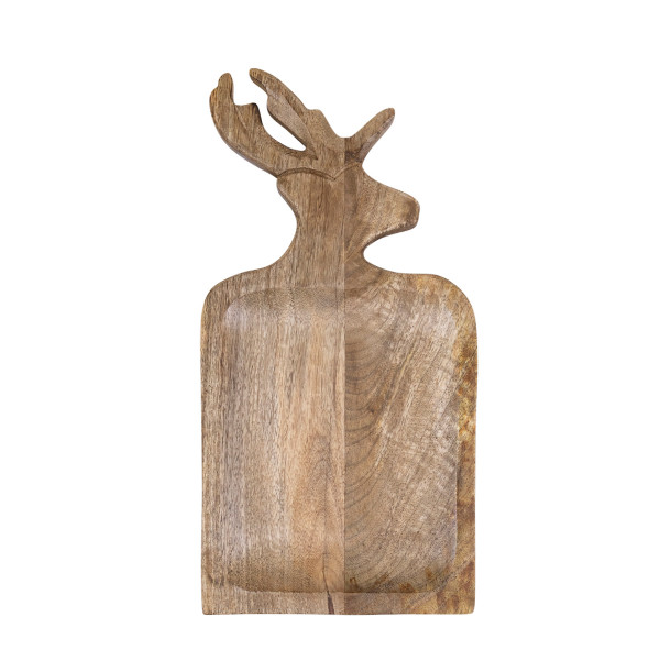 Holz Schneidebrett mit Hirsch, Holzbrett Hirschkopf, 21x41cm, Mars &amp; More