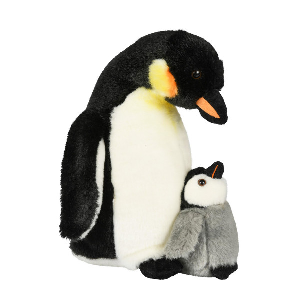 Plüschtier Pinguin, Pinguin mit Baby, schwarz-weiß, 26cm, Uni Toys