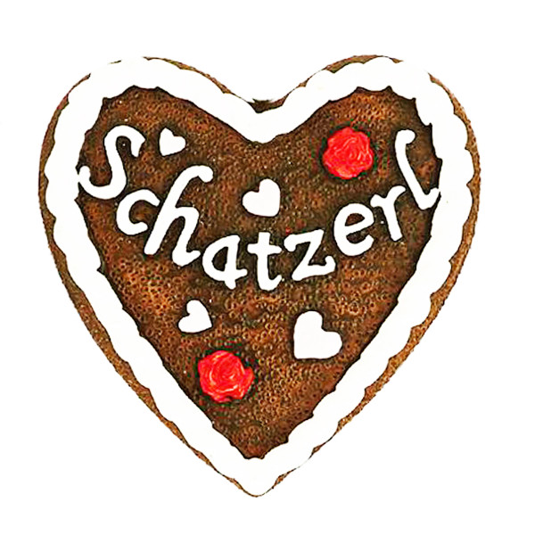 Magnet Herz Schatzerl, Herz mit Herzen und Edelweiß, Schatzerl, 6x6cm