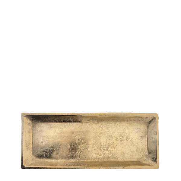 Deko Tablett antik gold, Tablett gold - länglich, 35x14cm, Metall