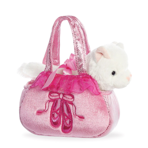 Plüsch Tasche mit Stofftier Katze, Kätzchen Ballet, weiß/pink, Fancy Pals, 20cm, Aurora