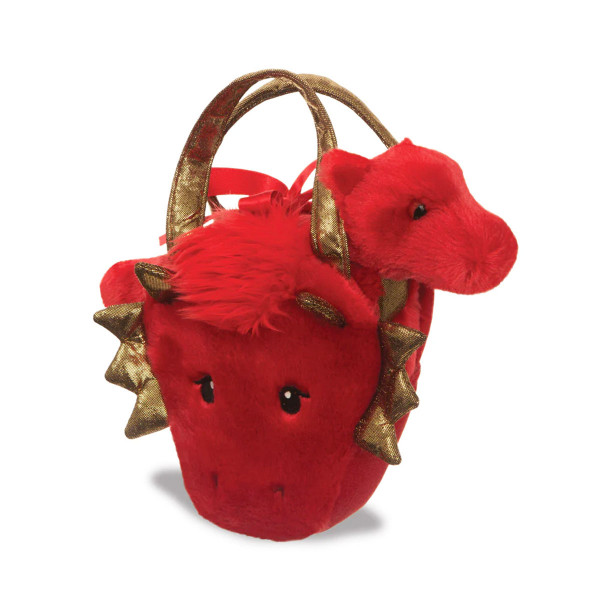 Plüsch Tasche mit Stofftier, Drache rot-gold, Fancy Pals, 20cm, Aurora World