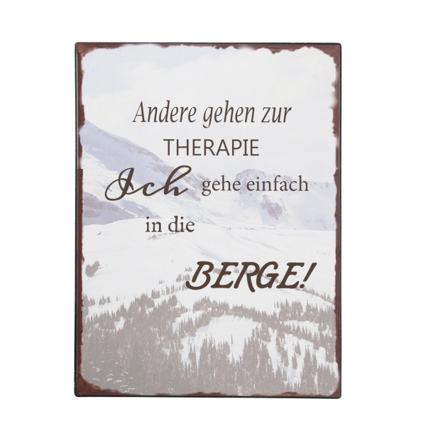 Wandschild Berge, Metallschild: Andere gehen zur Therapie...40x30cm, Boltze Home Collections