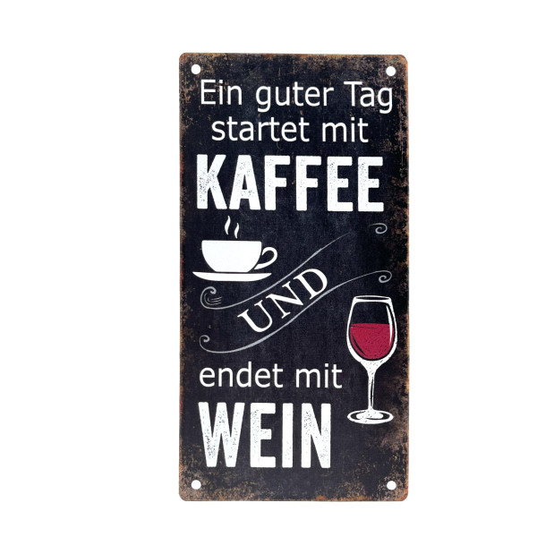 Metall Schild mit Spruch: Ein guter Tag startet mit Kaffee, 20x10cm, Gerrys Garden