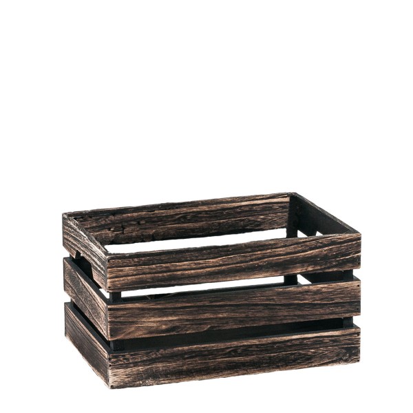 Holz Kiste, rechteckig, dunkelbraun/ schwarz geflammt, 18cm