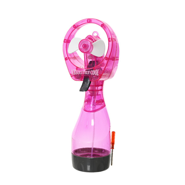 Ventilator mit Sprühflasche pink, 27cm, Kunststoff