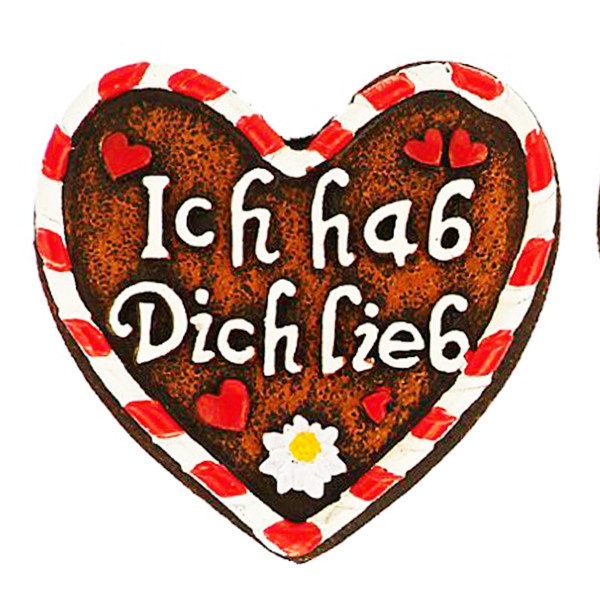 Magnet Herz Ich hab Dich lieb, Herz mit Herzen und Edelweiß, Ich hab Dich lieb, 6x6cm