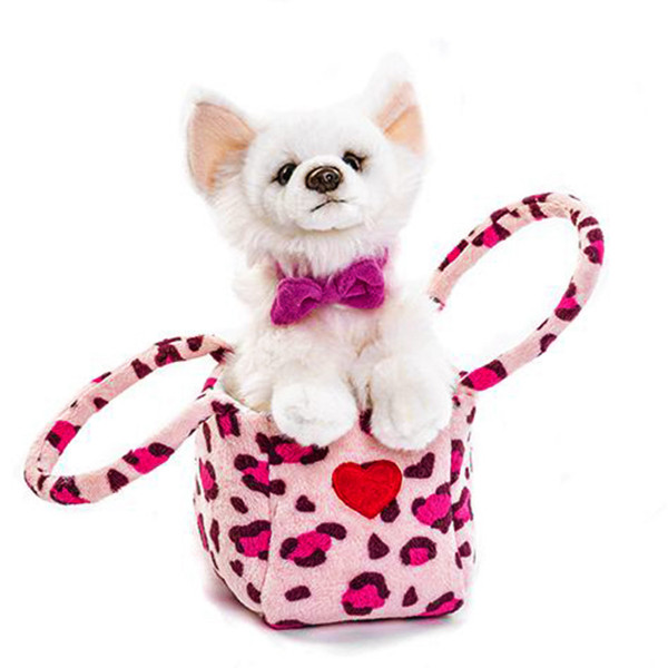 Plüsch Hund, Chihuahua in der Tasche, weiß, 17cm, Uni Toys