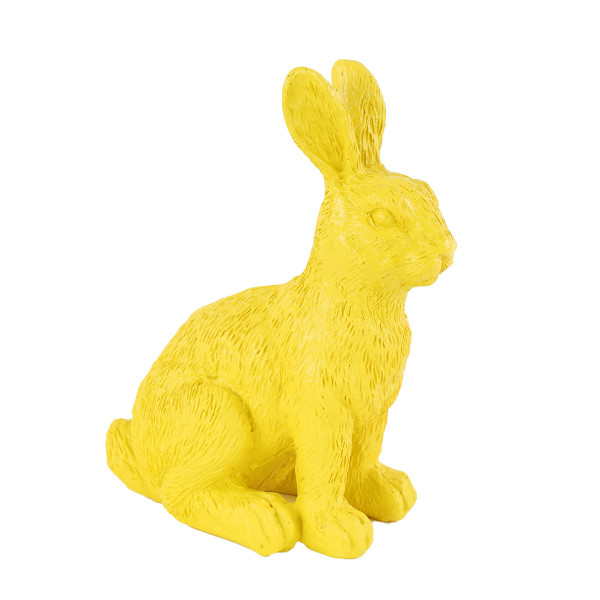 Deko Hase, Osterhase sitzend, gelb, 14x21cm, Polyresin