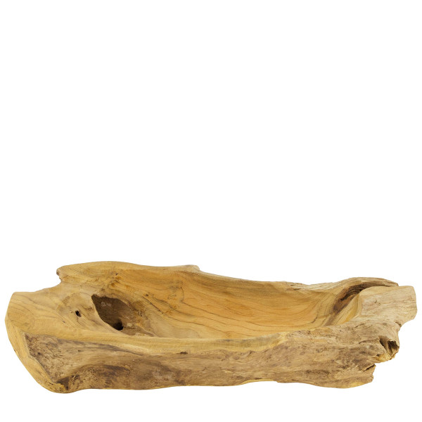 Holzschale Teak Rustikal, längliche Schale Teakholz natur, 46cm, DIJK Natural Collections