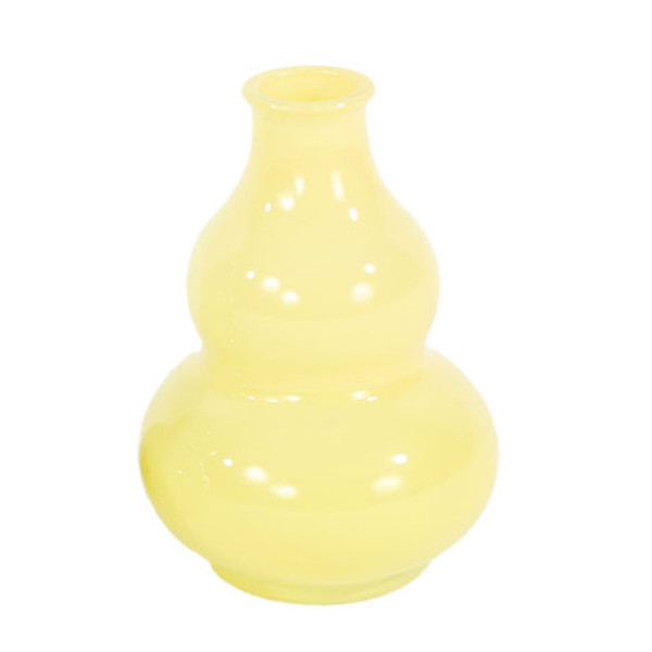 Deko Glasvase gelb, bauchige Blumenvase, 12cm