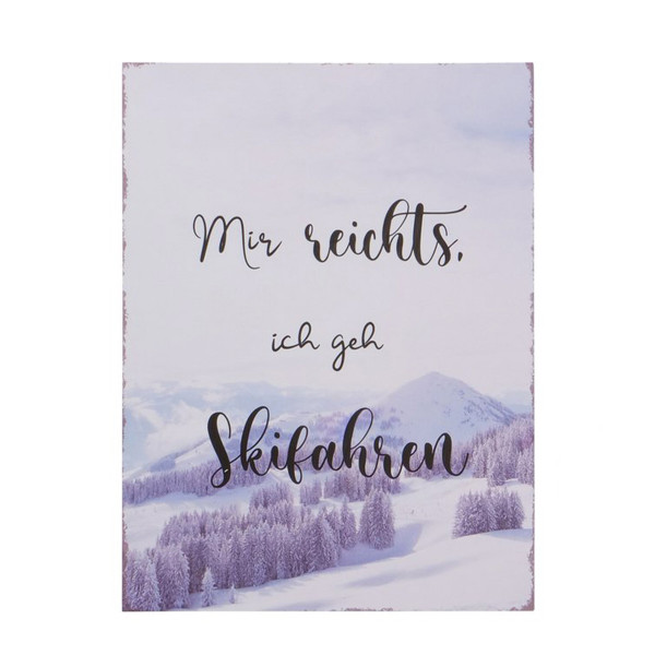 Deko Schild Skifahren used look, Metallschild: Mir reichts...., 40x30cm, Boltze Home Collections