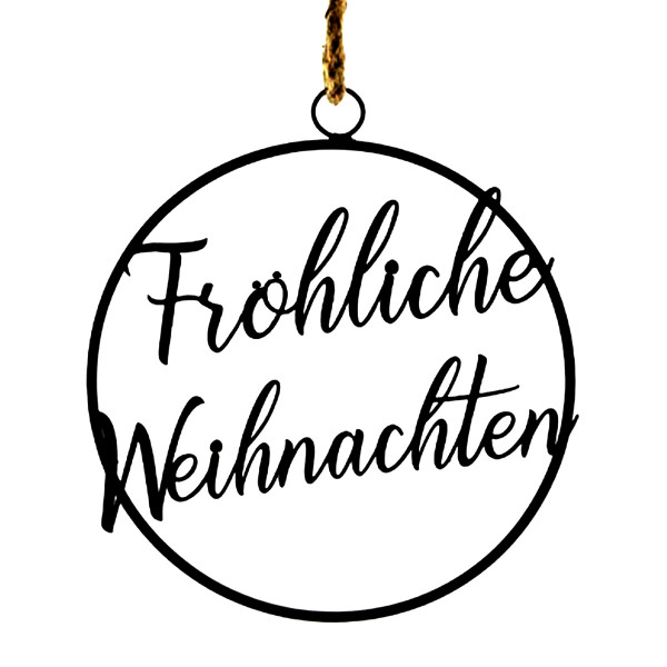 Deko Hänger Weihnachten: Fröhliche Weihnachten, Metallschild schwarz, Ø30cm, DIJK Natural Collection