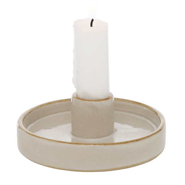 Kerzenständer Schale Marima, Keramikschale beige für Stabkerzen, Ø10cm, Boltze Home Collections