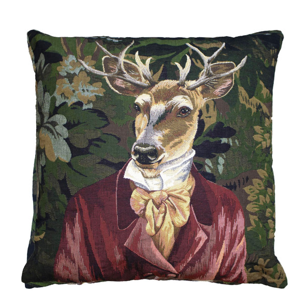 Gobelin Kissen Hirsch, Baron Hirsch bordeaux, 45x45cm, Mars &amp; More