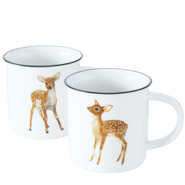 Porzellan Becher Bambi, 2/Set, 400ml, Boltze Home Collections