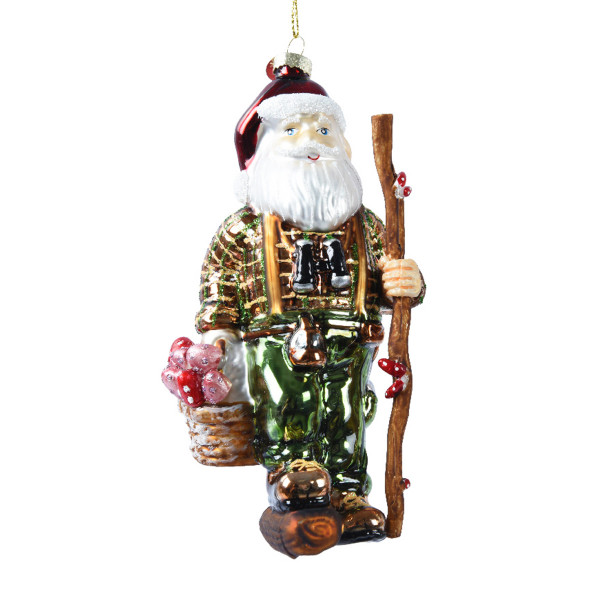 Baumschmuck Weihnachtsfigur Weihnachtsmann mit Pilze, 15cm, Kaemingk