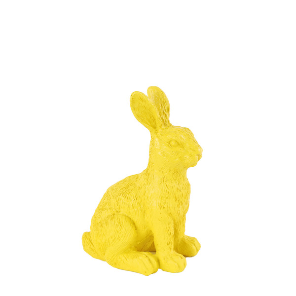 Deko Hase, Osterhase sitzend, gelb, 9x11cm, Polyresin