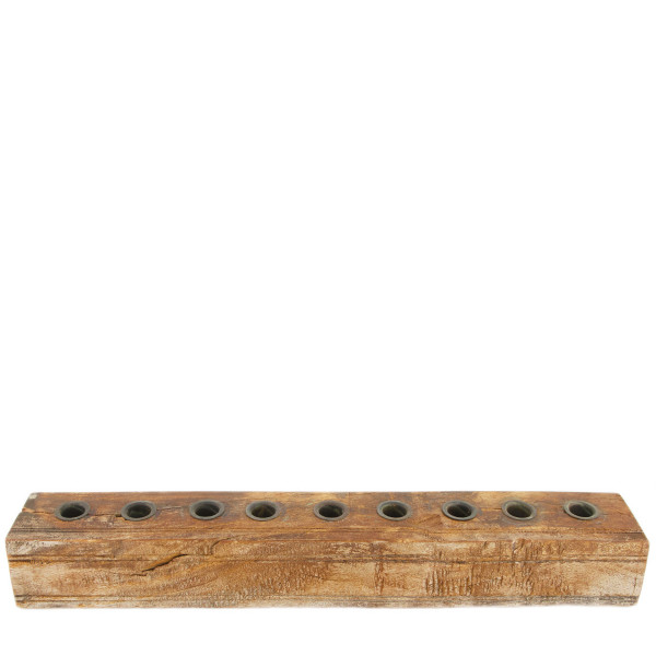 Kerzenhalter Holz Antik, Holzbalken, Holzleiste für 9 Stabkerzen, 58cm