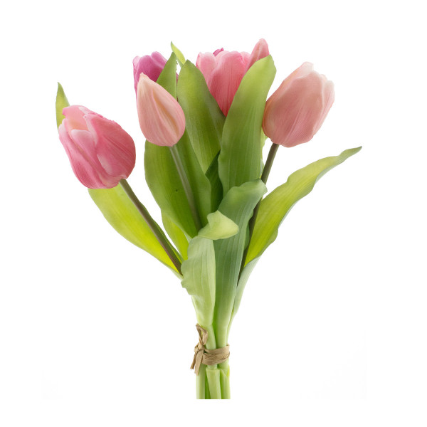 Kunstblumen Tulpen Vermeer pink, Tulpenstrauß Sally, 7St. gebündelt, 31cm