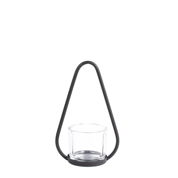 Glas Windlicht, Teelichthalter mit Henkel, Vejlby, 25cm, WMG Grünberger