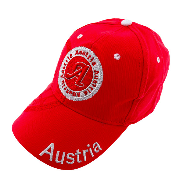 Schildmütze Austria rot, Button mit A