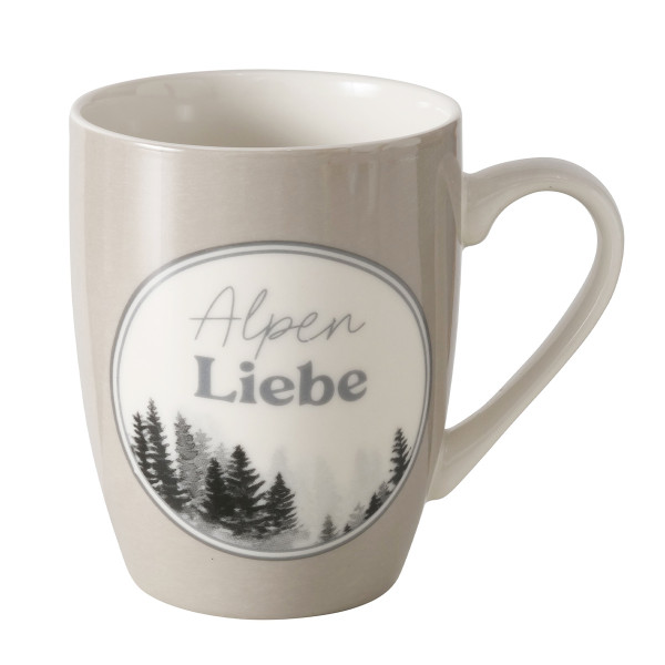 Becher Berge Alpenliebe, Henkelbecher, 350ml, Keramik, Boltze Home Collections